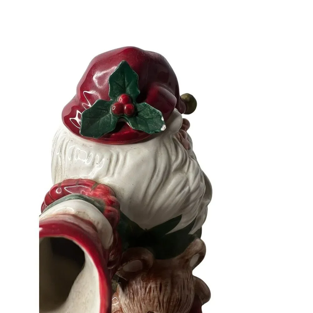 Vtg Fitz and Floyd Old World Christmas Santa Elf Teapot 1989 40 Oz Tea Pot
